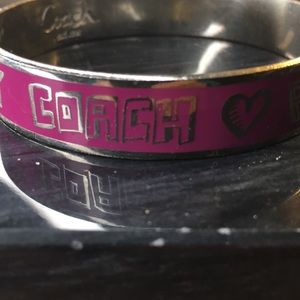 Coach silver enameled bangle bracelet